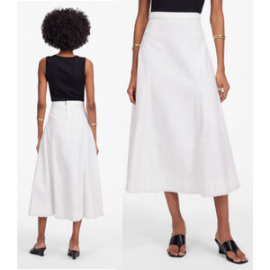 Madewell | NWT Fluted Midi Skirt in Tile White | Sz 23